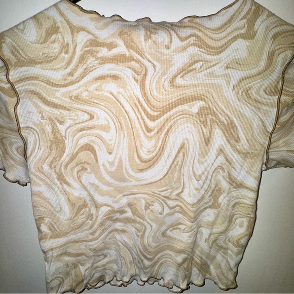 Forever 21 Cream and Tan Swirl Marbled Crop Top - Picture 6 of 6